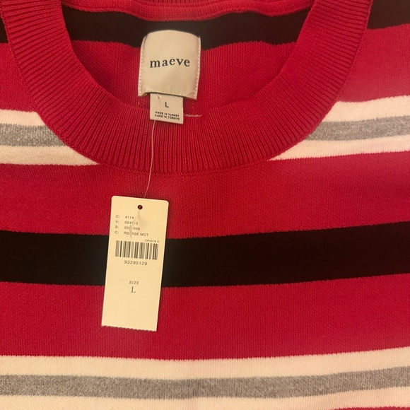 Maeve Bold Striped Sweater Tank - Red, Black, White - NWT Size L - Picture 5 of 5